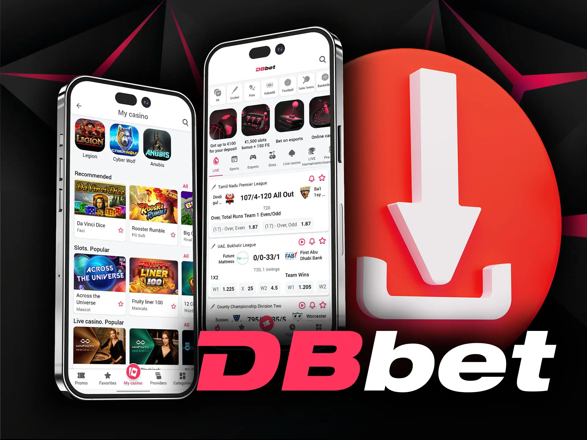 DBbet designed the mobile app for convenient betting.