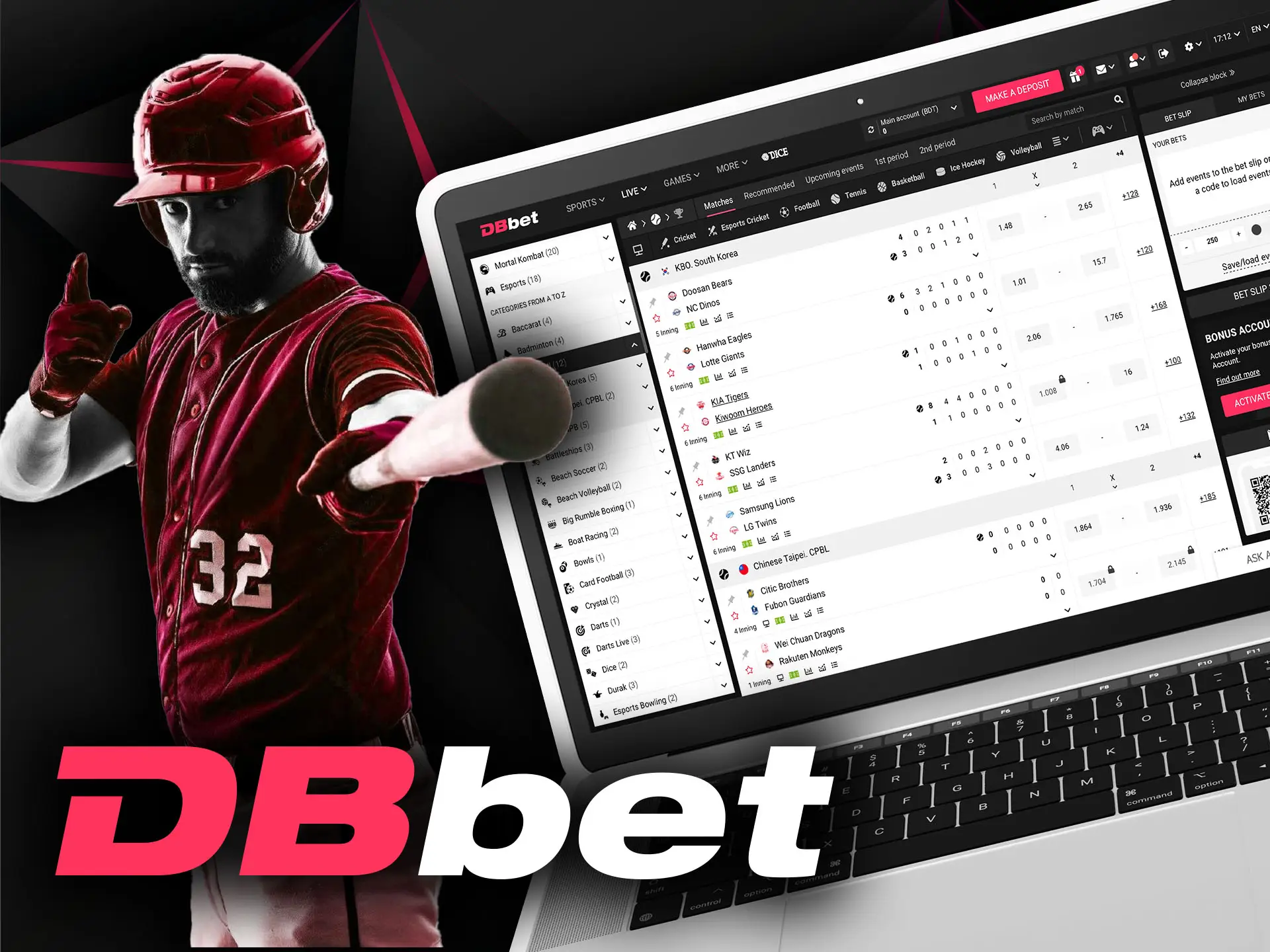 Choose your favorite baseball team, specify the amount of money and place a bet.
