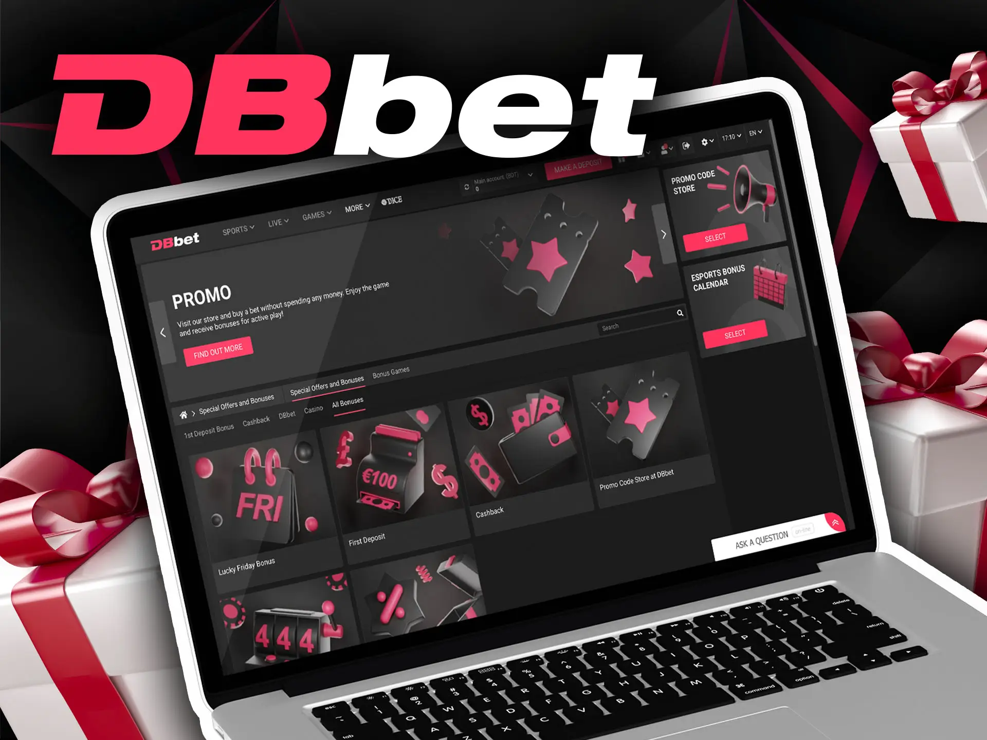 Receive lucrative bonuses for sports betting and casino on DBbet.