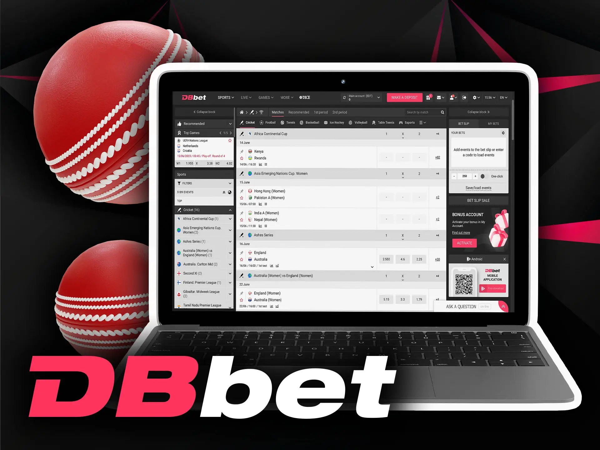 Place bets on cricket in the DBbet sportsbook.