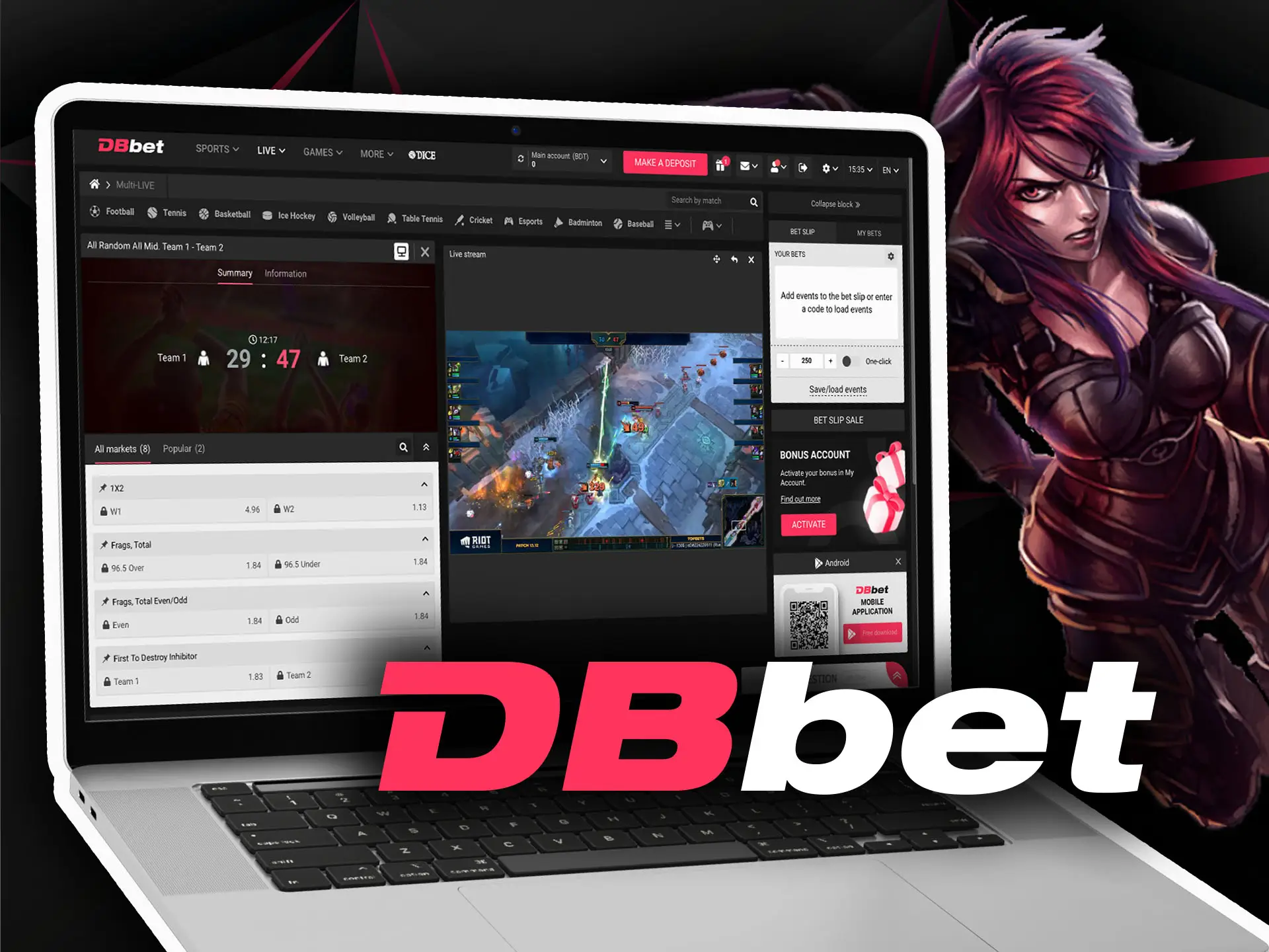 Place bets on the LOL championships on the DBbet website.