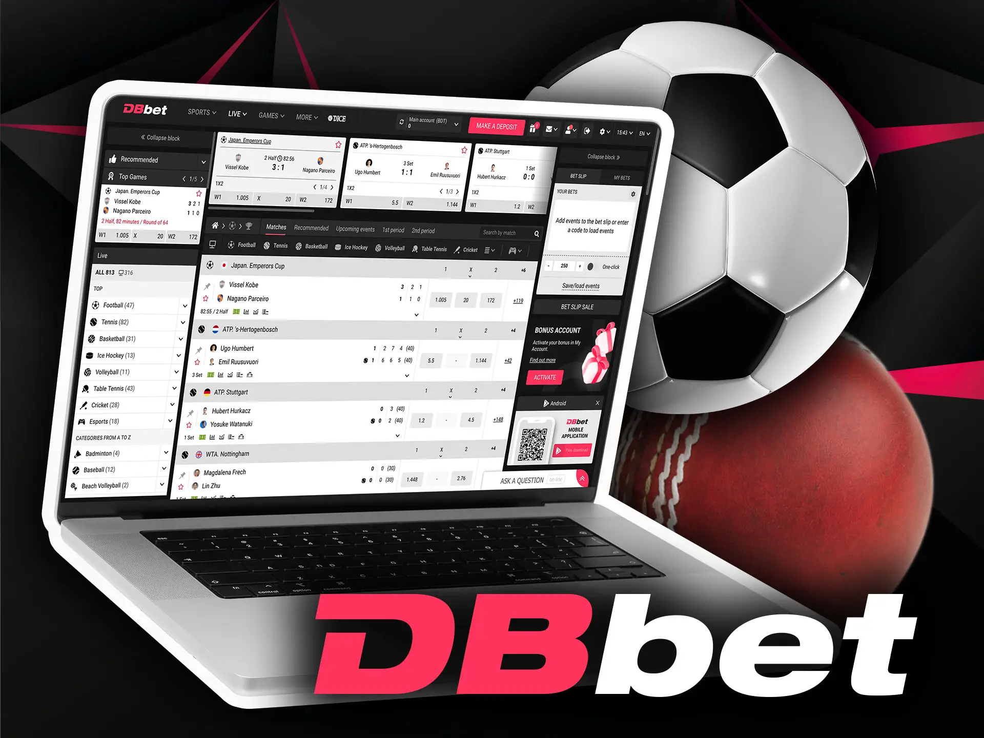 On DBbet you can place bets right during the match.