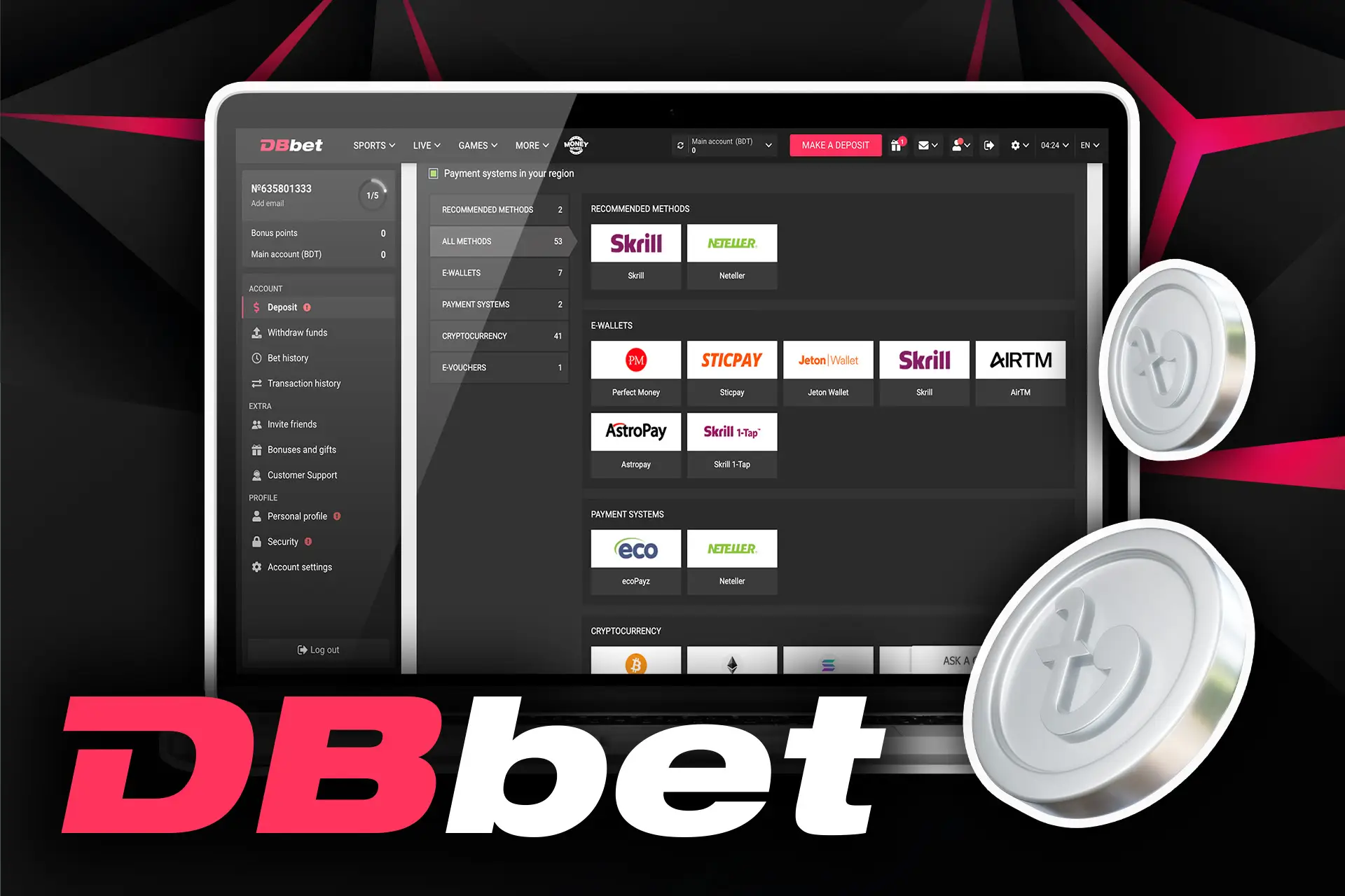 Make a deposit on DBbet.