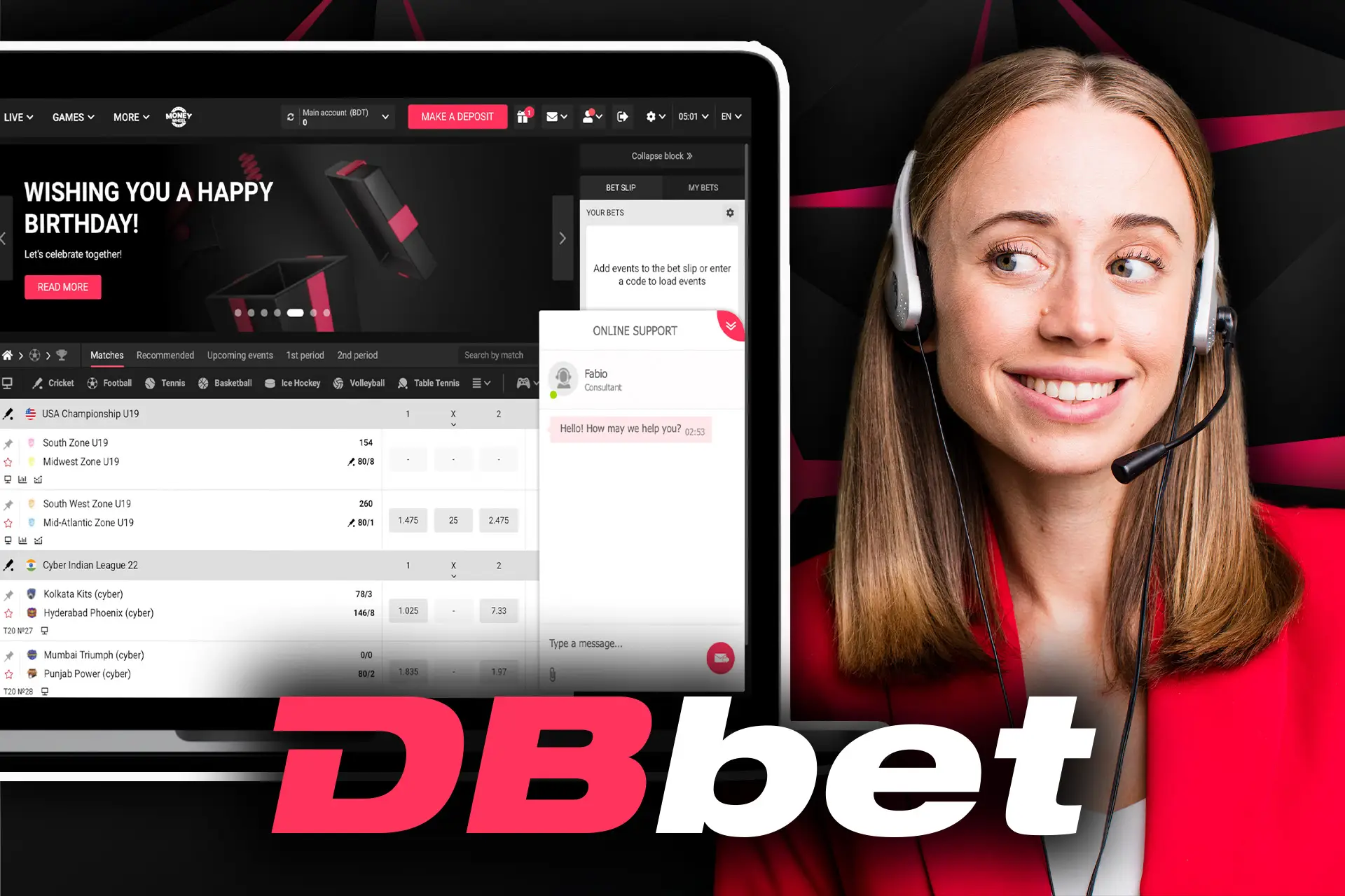 Contact the DBbet support chat.