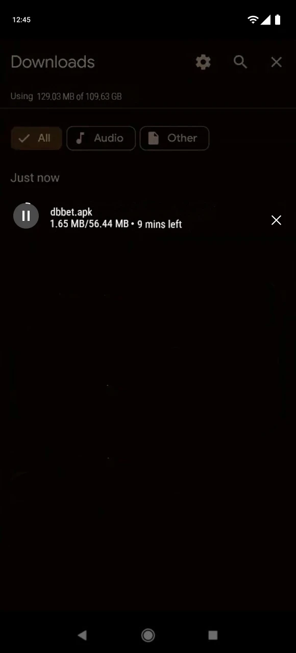 Finish downloading the DBbet app file.