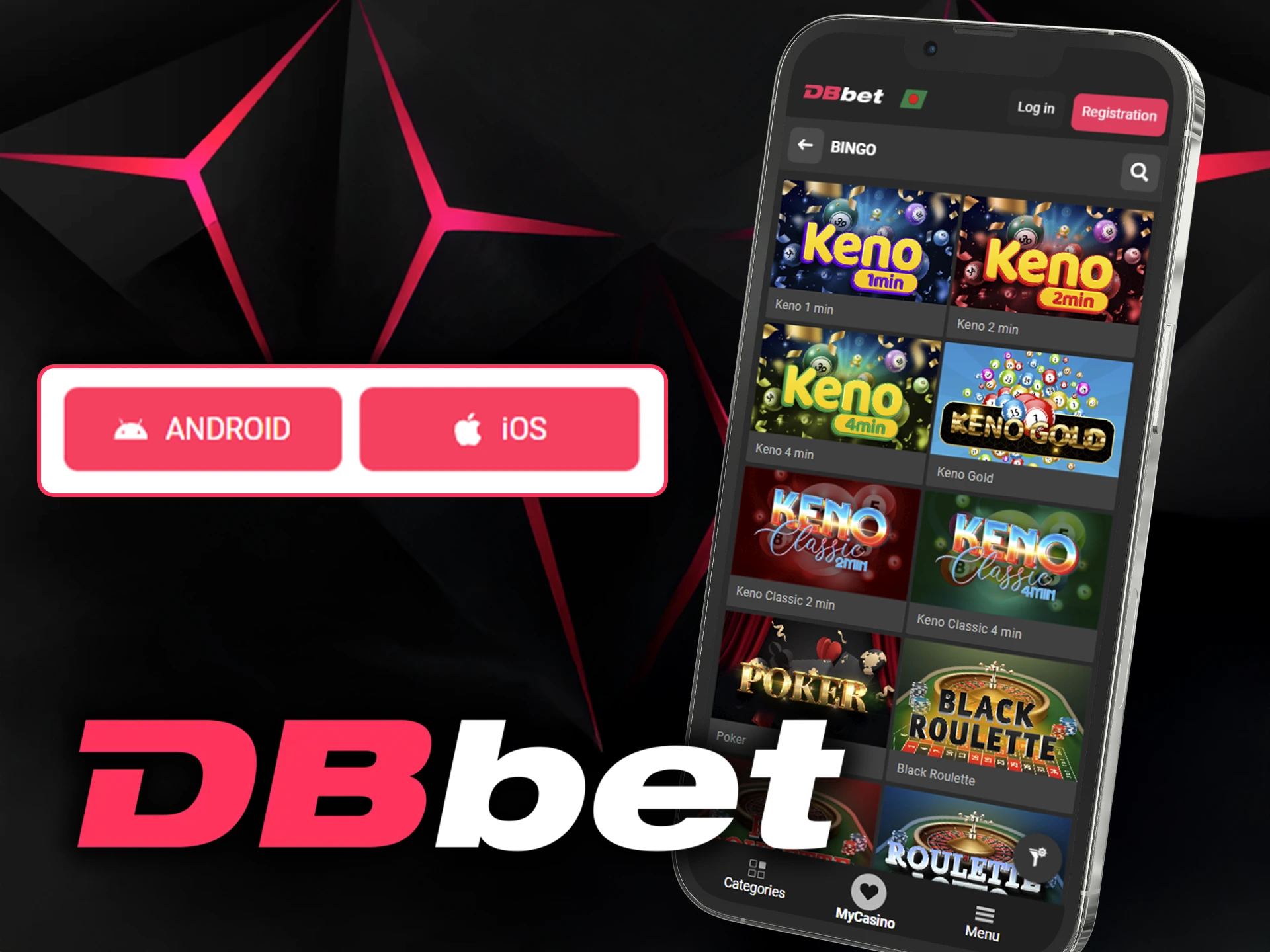 Get the iOS or Android app for convenient Bingo betting at DBbet.