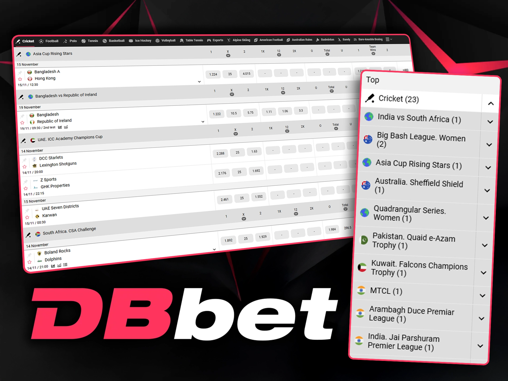 Don't miss the major cricket tournaments with DBbet.