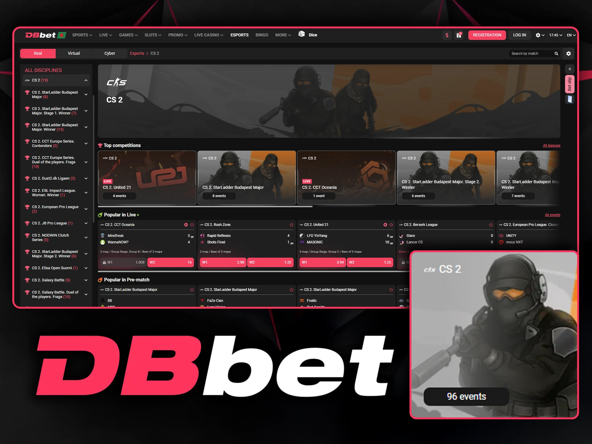 Place a bet on the score or victory in a CS tournament at DBbet.