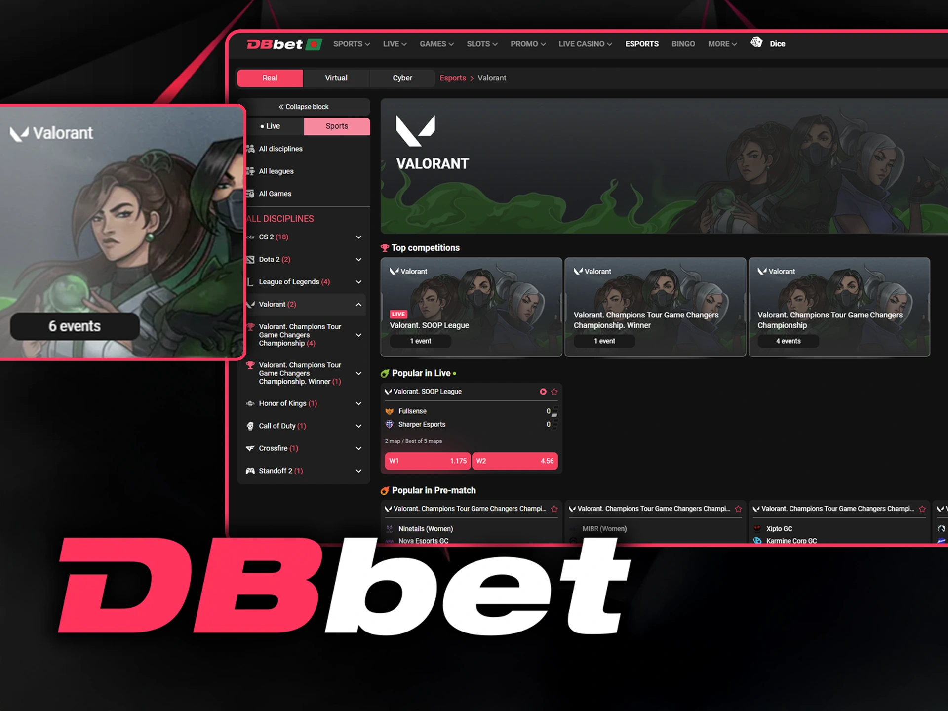 Win big by betting on one of the teams in Valorant at DBbet.