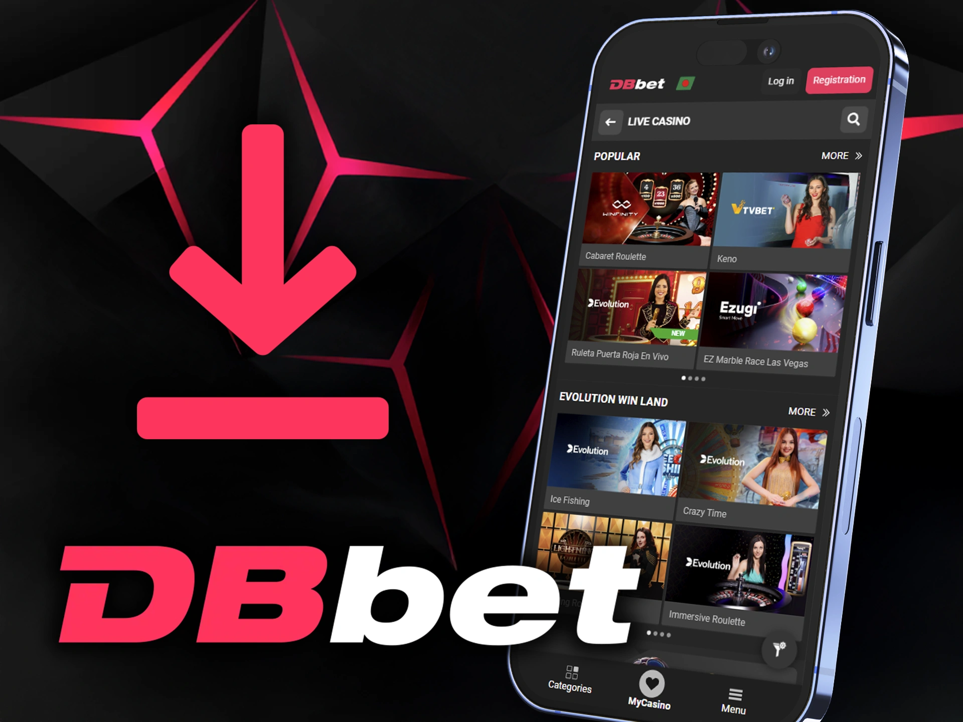 Install the DBbet app for comfortable live casino play.
