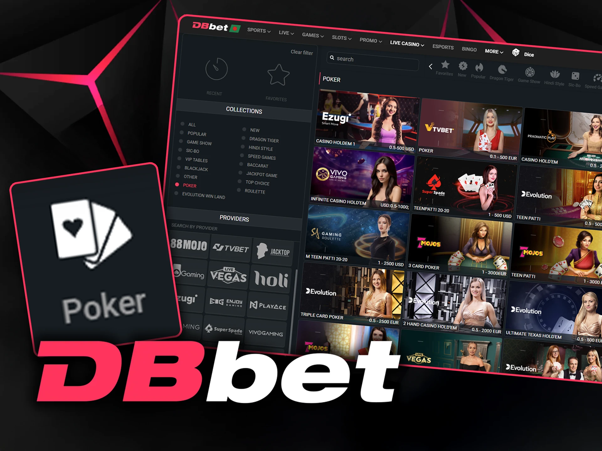 Get a winning hand in live poker at DBbet.