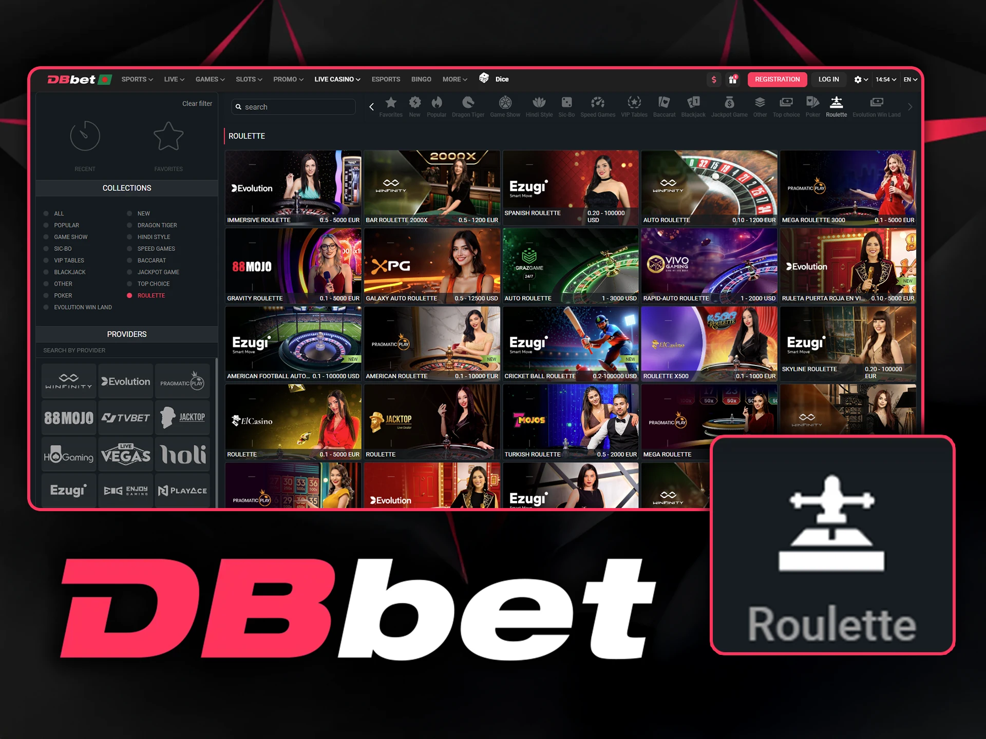 Guess the number and win big in the DBbet live casino section.