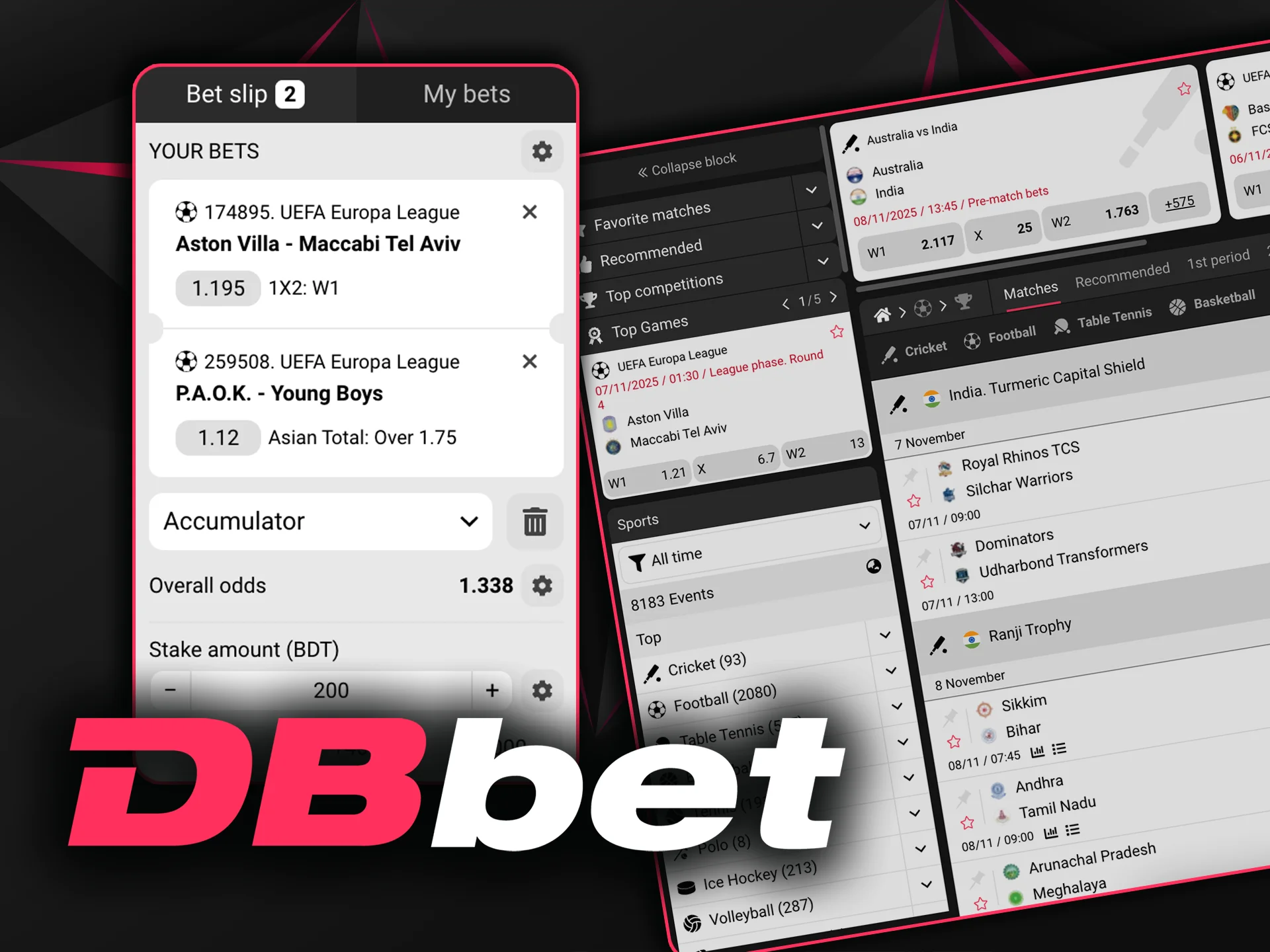 Combine multiple bets with DBbet express betting and increase your potential winnings.