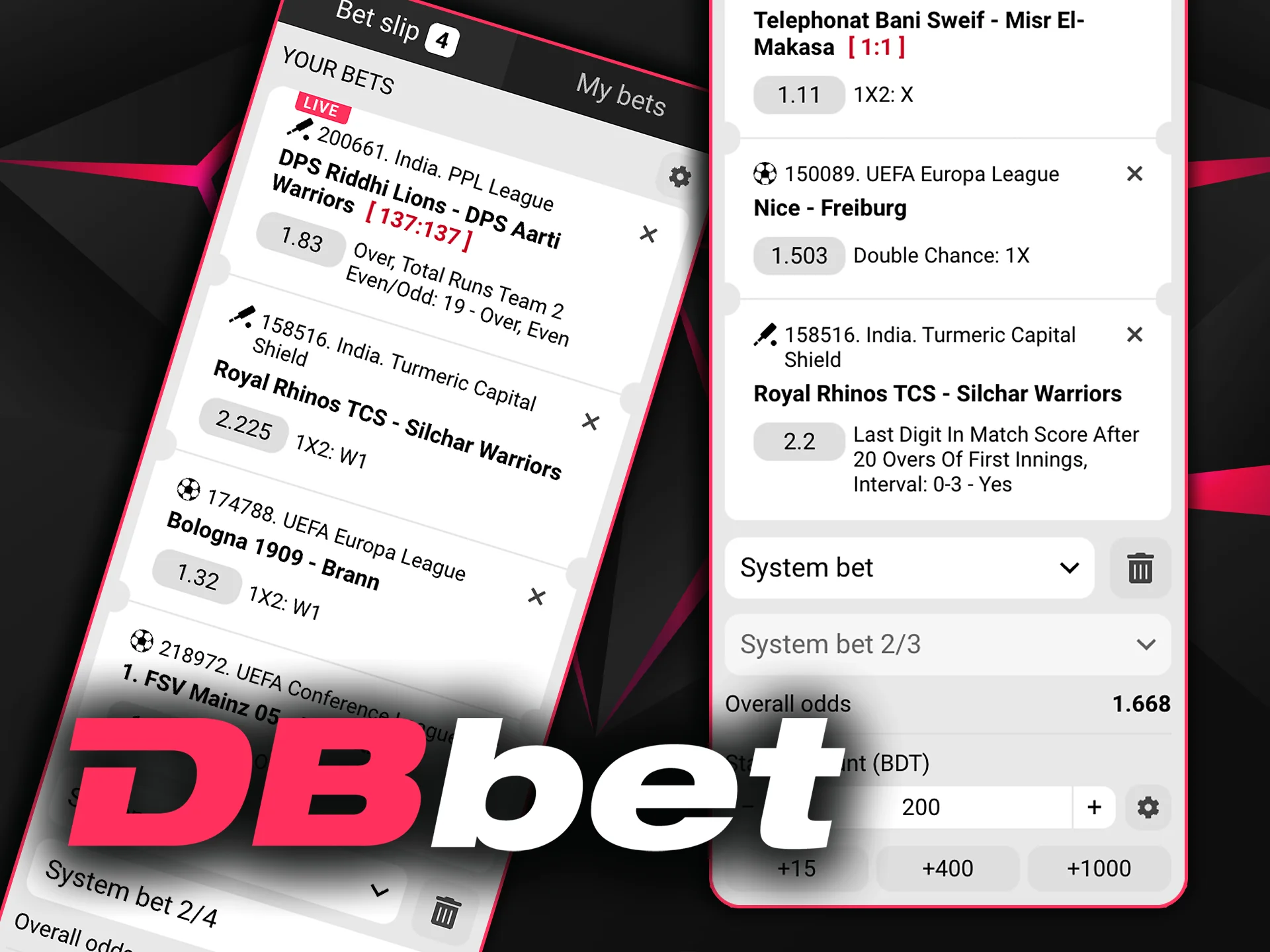 Try system bets at DBbet to cover multiple outcomes and improve your chances to win.