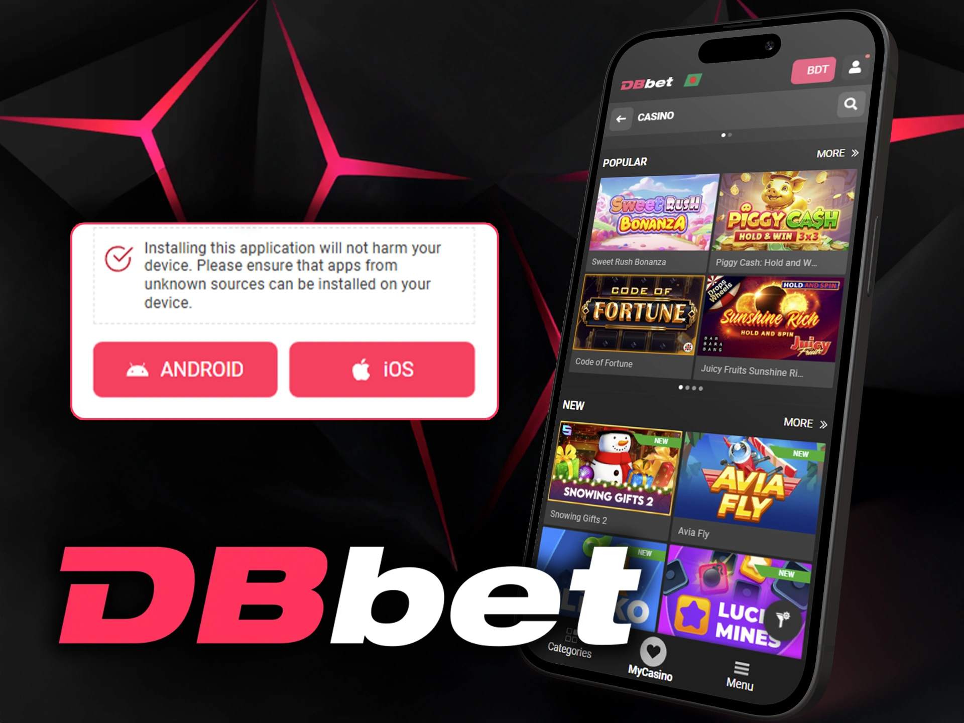 Play slots in a user-friendly interface using the DBbet app.